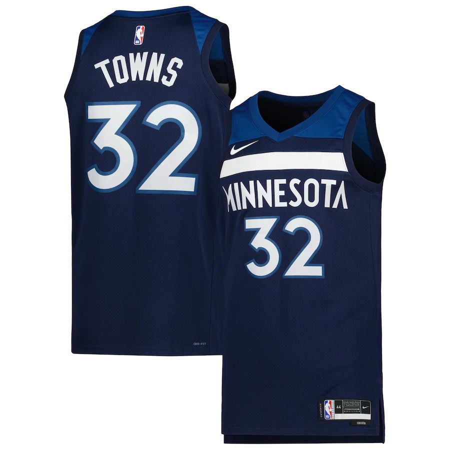 Men Minnesota Timberwolves 32 Karl-Anthony Towns Nike Navy Icon Edition 2022-23 Swingman NBA Jersey